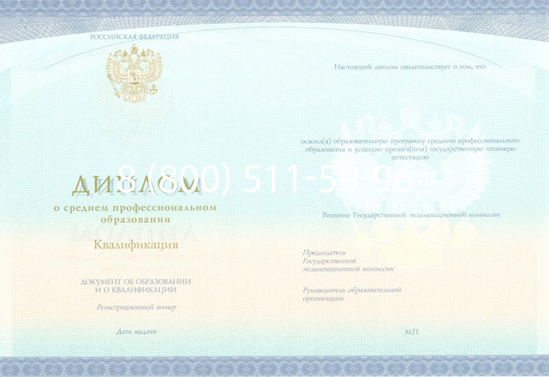 Купить Диплом техникума (Спецбланк) 2014-2024 года в Орле
